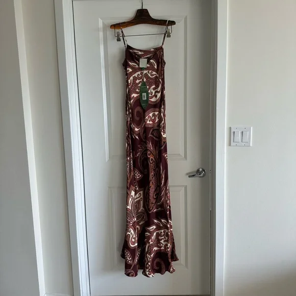 Farm Rio Burgundy Leopard Paisley Maxi Slip Dress - Picture 8 of 8
